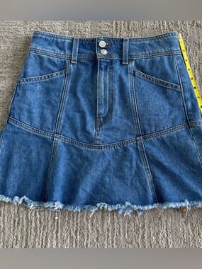 Veronica Beard Blue Denim A-Line Mini Skirt - Classic